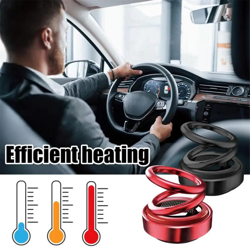 Portable Kinetic Molecular Heater Car Air Aromatherapy Double Ring Rotating Solar Powered Car Perfume Diffuser Molecular Heater