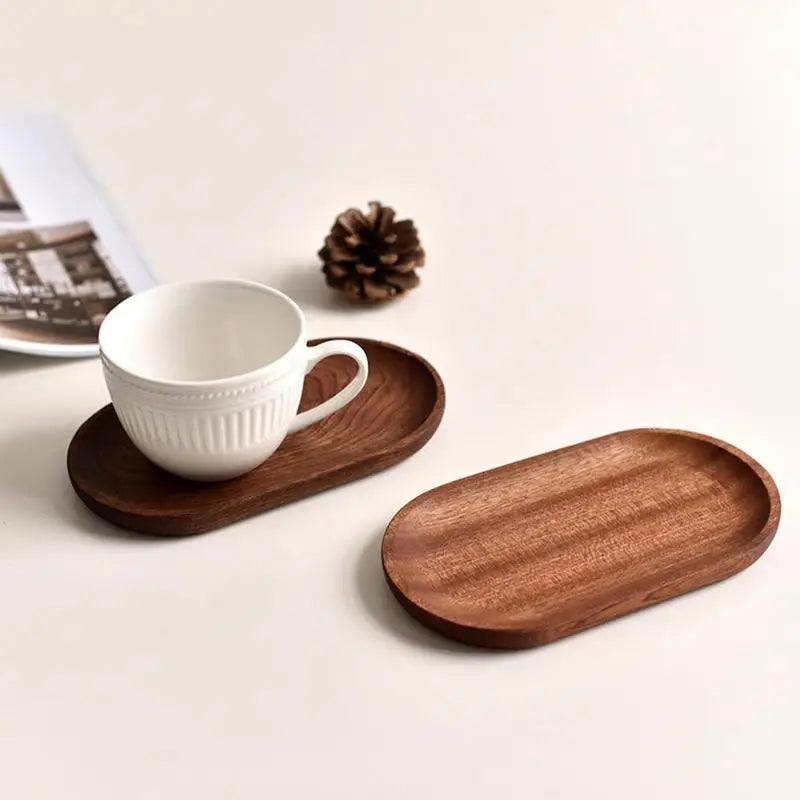 Wooden Decorative Tray Wooden Oval Decorative Platter Tray Wood Grain Design Serving Trays Board For Coffee Shop Home Work Area