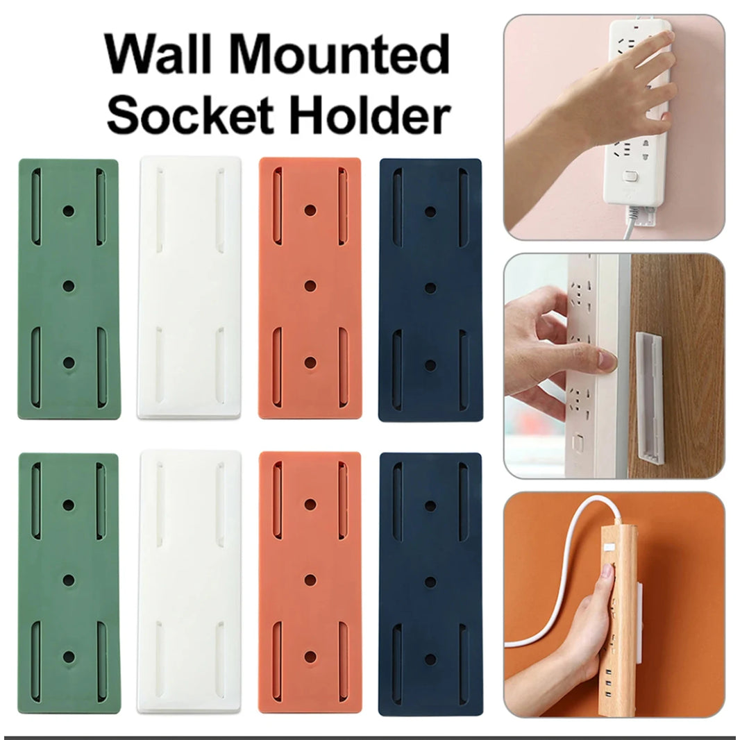 Wall Mounted Socket Holder Fixer Patch Self-Adhesive Power Socket Strip Fixator Punch-free Plug Socket Organizer for Home Office