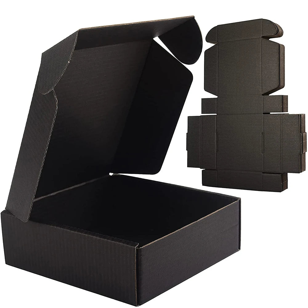Black Shipping Box Cardboard Corrugated Mailer Boxes for Small Business Shipping Packaging Craft Gifts Giving Products 2024