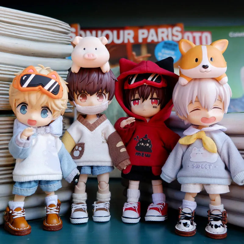 OB11 Doll Clothes Cute Cat Coats Hoodies Sweatshirts Shorts Shoes for Obitsu11, Molly, GSC Body, YMY, 1/12bjd Doll Accessories