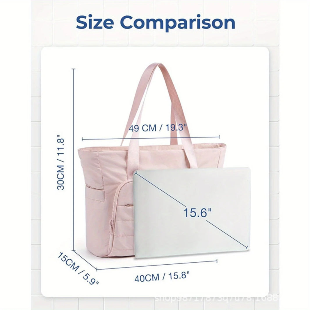 Stylish and simple pink nylon shoulder bag handbag, lightweight and portable shopping bag, suitable for shopping,commuting