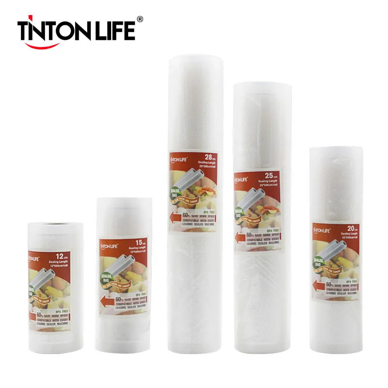 TINTON LIFE Food vacuum sealer Storage saver bags Vacuum Plastic rolls 5 size Bags For Kitchen Vacuum Sealer to keep food fresh