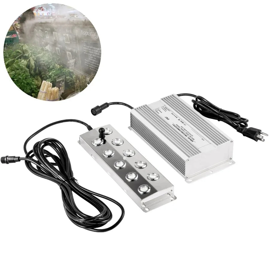Mist Maker Fogger 10  Ultrasonic Mist Fogger with Waterproof Power Supply Ultrasonic Fogger Humidifier Stainless Steel Pond Mi