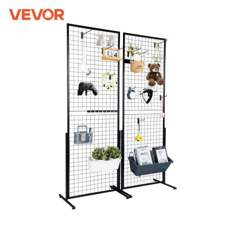 VEVOR Grid Wall Panels Tower Wire Gridwall Display Racks Double Side Gridwall Panels for Art Craft Shows Retail Display W/ Hooks