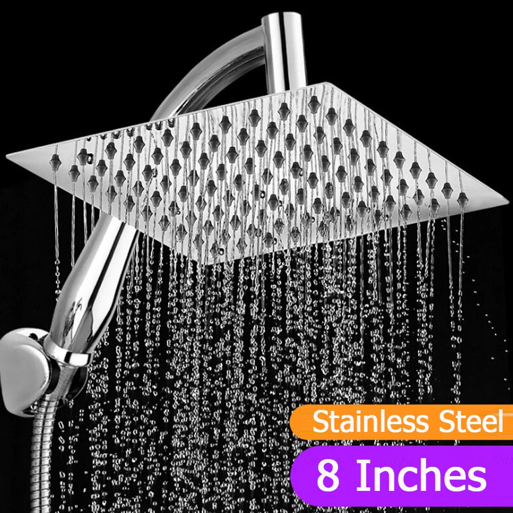 Large Flow Supercharge Rainfall Ceiling Mounted Shower Head 360 Rotation Ultra-thin High Pressure Shower Bathroom Accessories