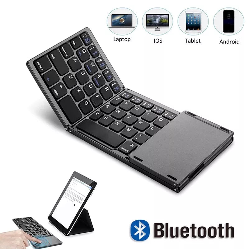 New Portable Mini Three Folding Bluetooth Keyboard Wireless Foldable Touchpad Keypad for IOS Android Windows ipad Tablet