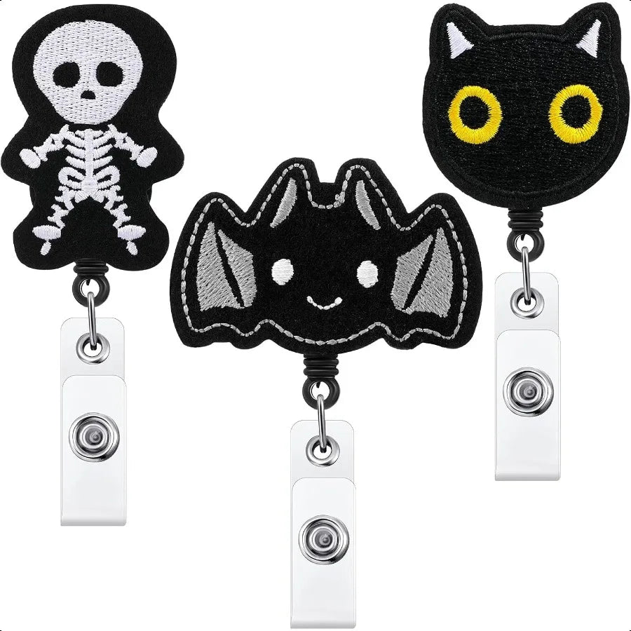 3 Pieces Halloween Badge Reel Halloween Cute Badge Holder Thanksgiving Retractable ID Badge Reel Cute  Badge Holder Nursing Bad