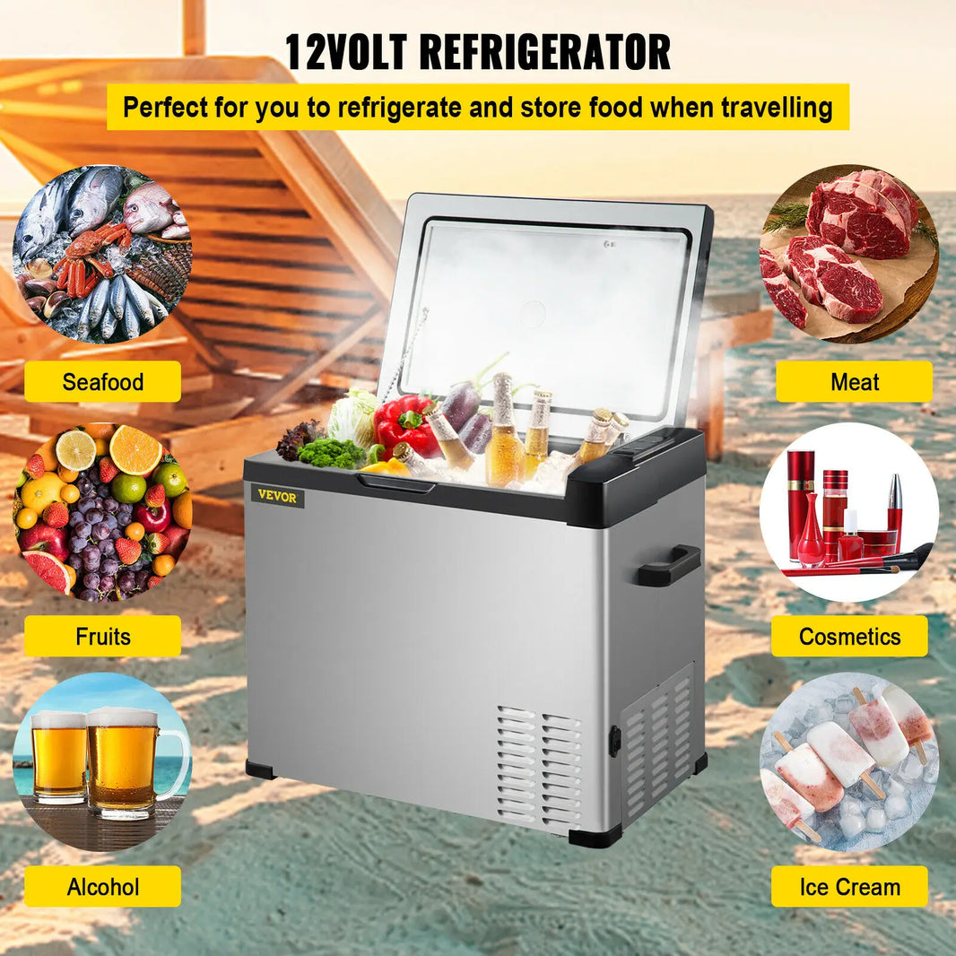 VEVOR 30L 40L 50L Mini Car Refrigerator Portable Fridge Freezer 12/24V DC 110-240 AC for Outdoors RV Boat Camping Traveling Use