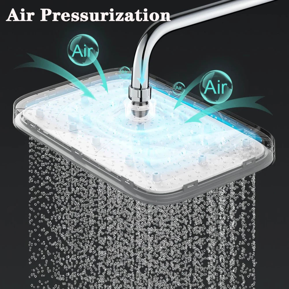 32 CM Silver Large Flow Supercharge Ceiling Mounted Shower Head Big Panel High Pressure Spray Nozzle Rainfall Bathroom Shower