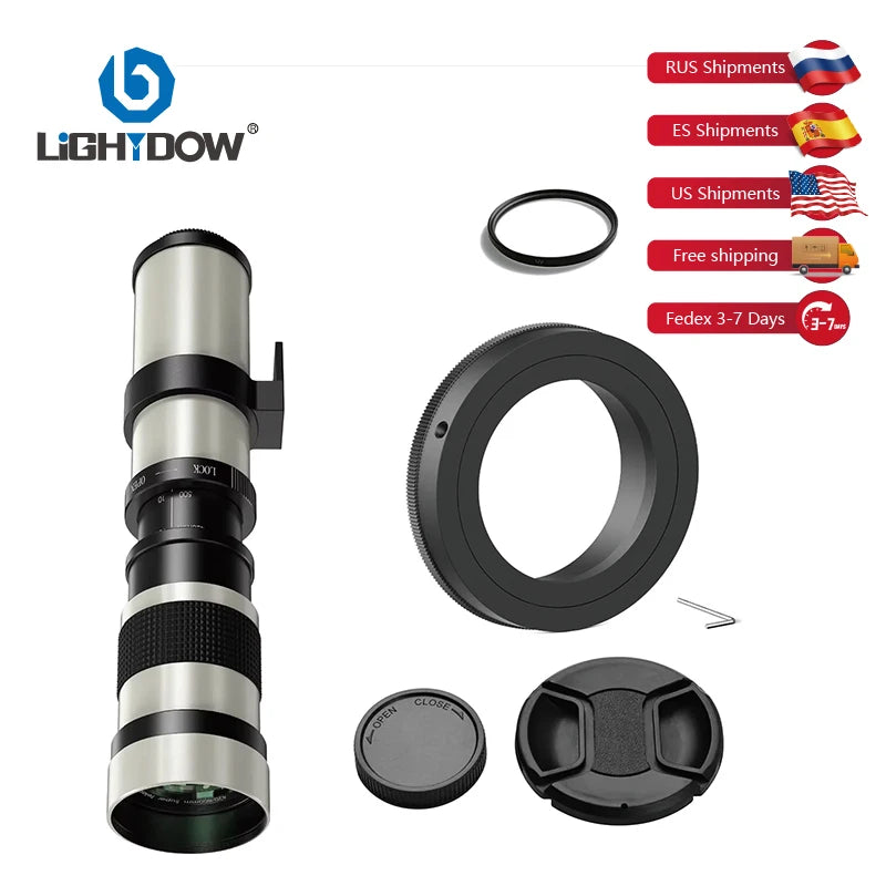 Lightdow Professional Telephoto Zoom Lens 420-800mm Manual Focus Lens with 67mm UV Filter RU USA ES Overseas Warehouse Delivery