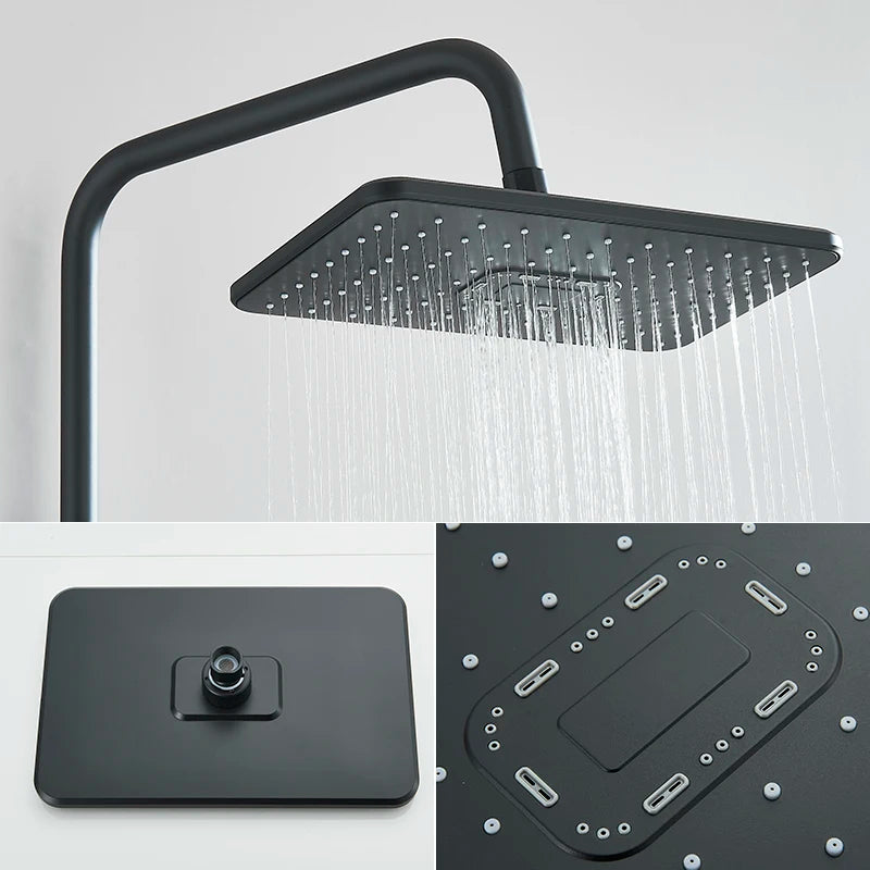 Single Hole Input Bathroom Shower Faucet Set Rainfall Head shower with Handshower Wall Mount Bathroom Shower System