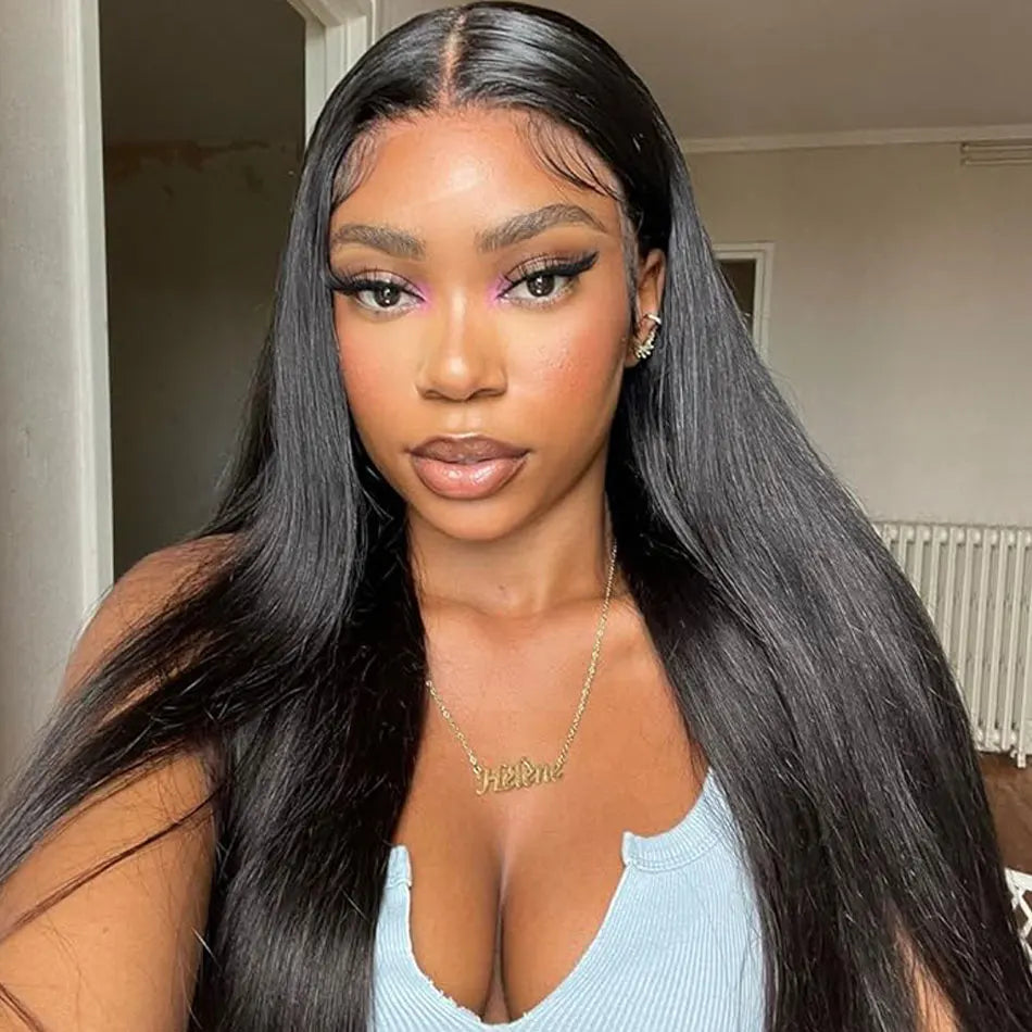 Bone Straight Lace Front Wigs Human Hair 13x4 13X6 Hd Lace Frontal Wig Pre Plucked 180% Density Black Straight Human Hair Wigs