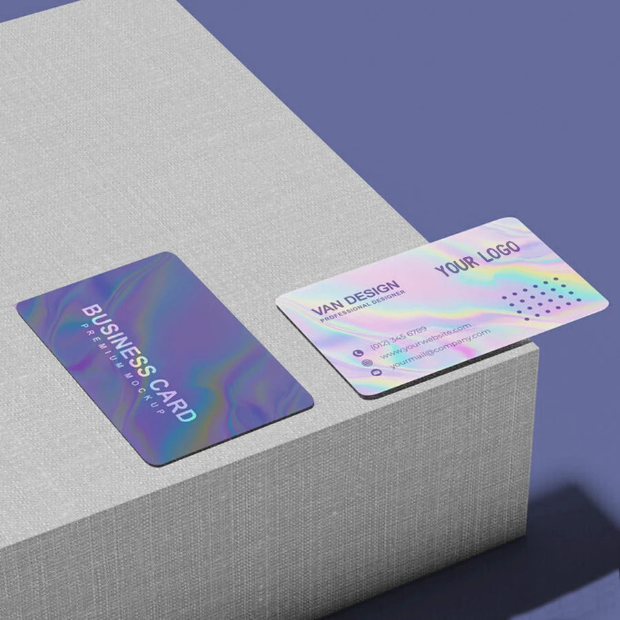 Customized 320G600G special laser holographic effect shiny laminated wedding invitation letter thank you for the business card