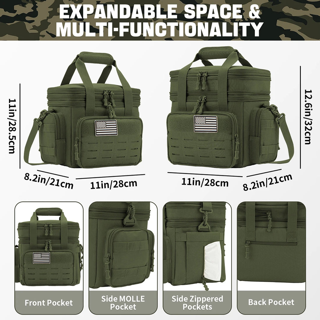 Tactical Lunch Box Expandable Heavy Duty Tactical Leak Proof Insulated Cooler Bag For Outdoor Activities Camping MOLLE Webbing