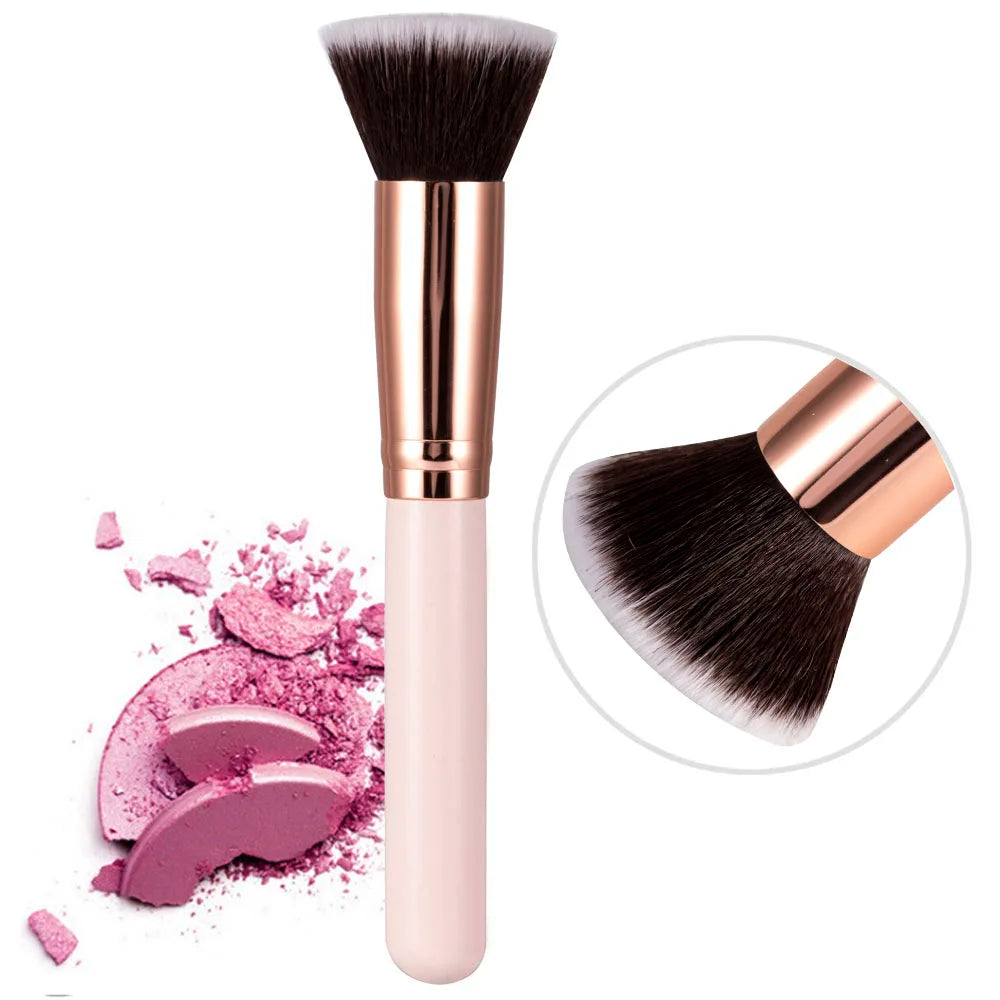 Luxury Champagne Makeup Brushes Flat Top Foundation Brush Large Face Brush Repair brush contour brush for Liquid Cream Powder