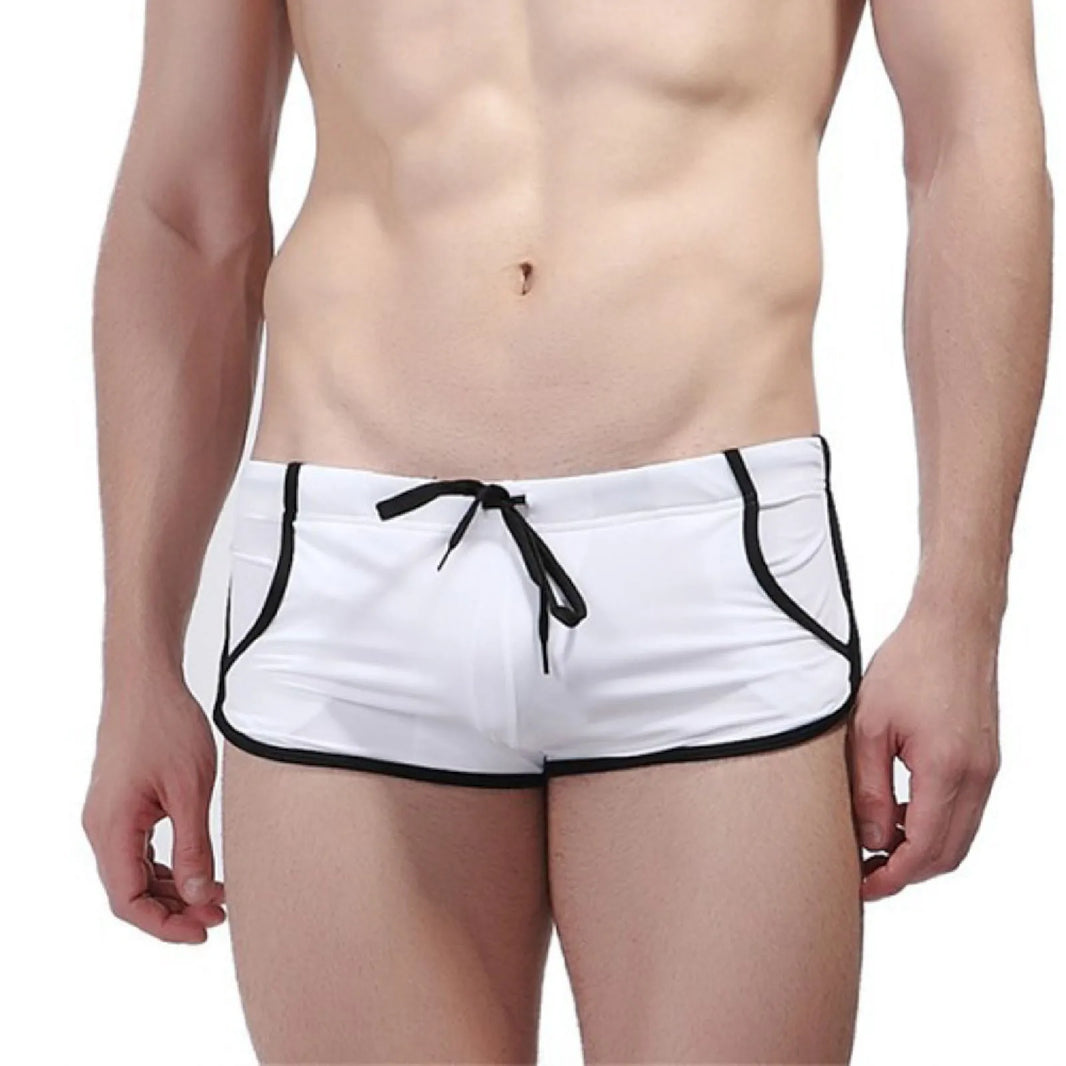 Male Swimwear Swimming Trunks Lace Up Summer Boxer Fashion Beach Shorts Mens Athletic Training Swimsuit Sporty Shorts шорты