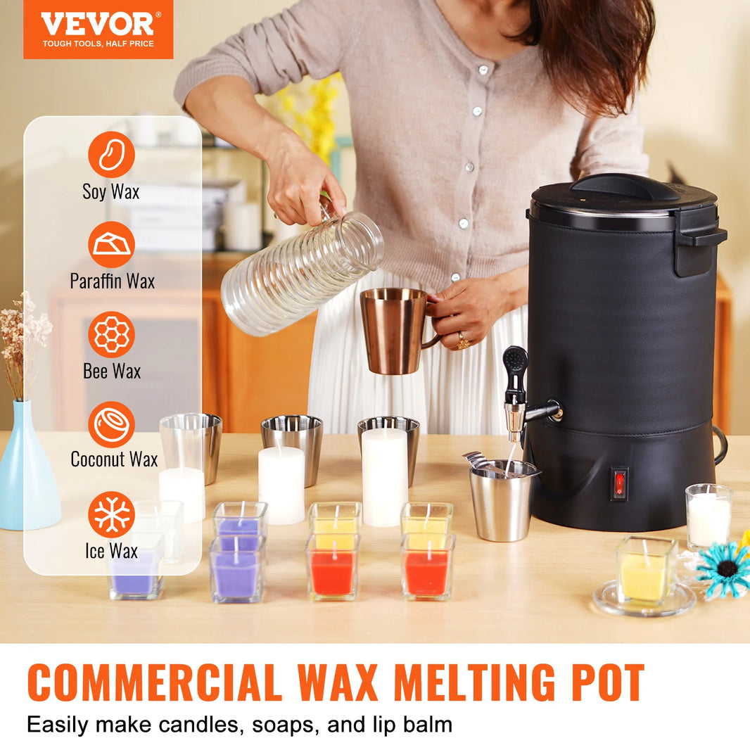 VEVOR 6.5L 10L Wax Melter for Candle Making Large Electric Wax Melting Pot Easy Pour Spout 9-Level Temperature Control