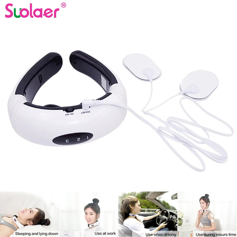 Electric Neck Massager & Pulse Back 6 Modes Power Control TENS Heating Cervical Pain Relief Tool Health Care Relaxation Machine