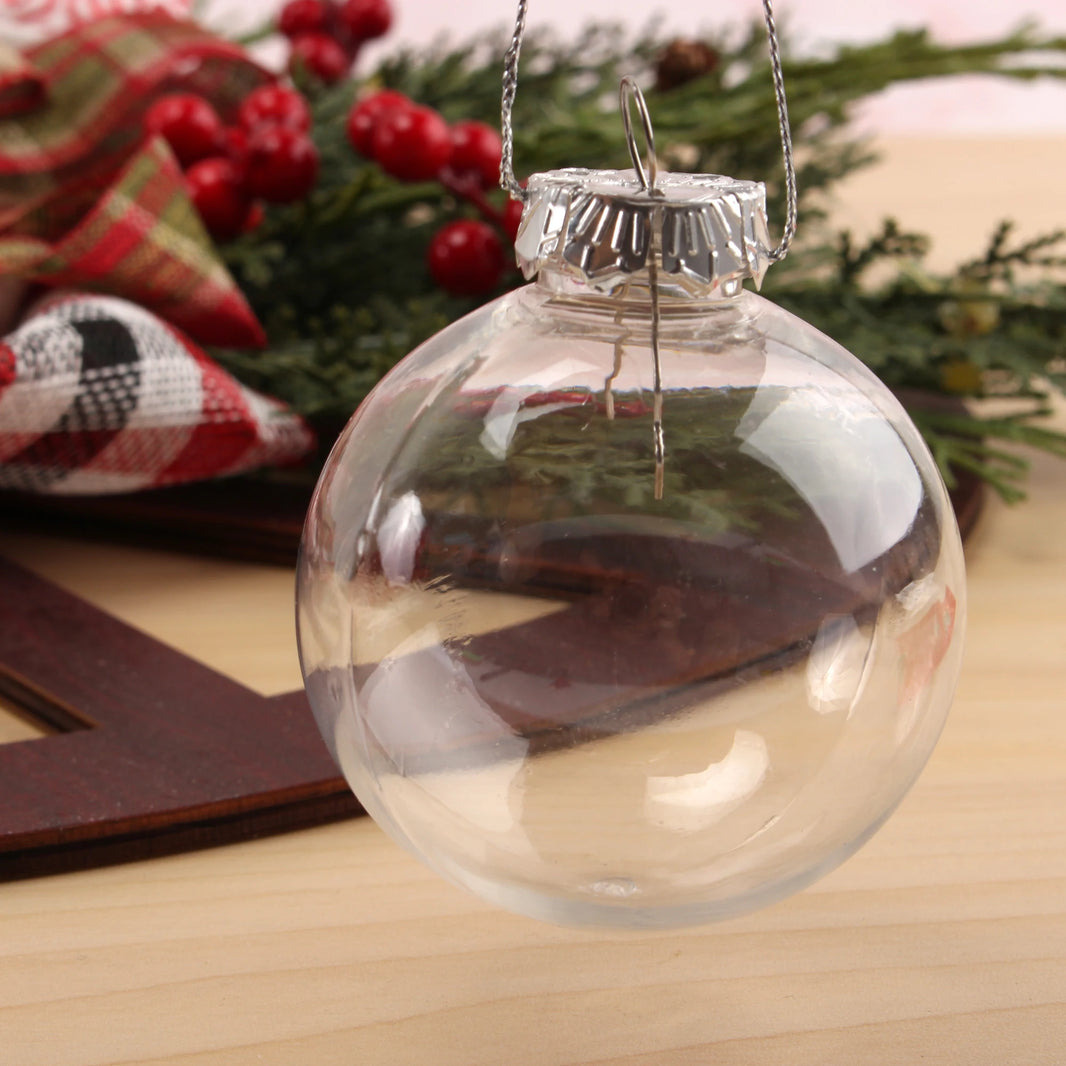 6/8/10cm Transparent Christmas Ball DIY Clear Fillable Christmas Tree Hanging Pendant Ornament Home Xmas New Year Party Decor
