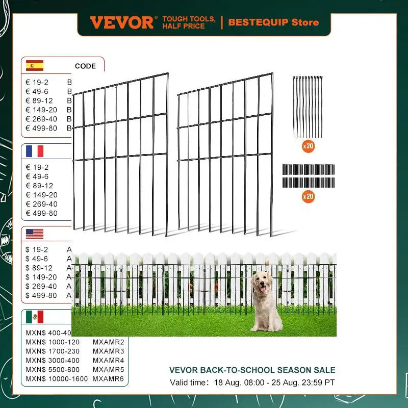 VEVOR Garden Fence No Dig Fence Animal Barrier Fence Underground Decorative Garden Fencing with 1.5 in Spike Spacing for Yard