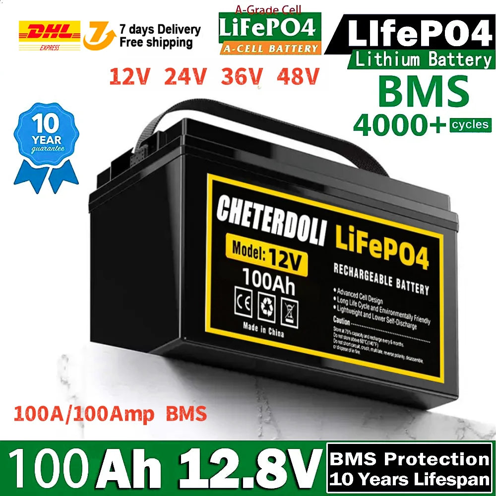 Aleaivy 12V 100Ah LiFePO4 Battery Packs Grade A Cells Rechargeable For Outdoor / Home Storage Lithium Iron Phosphate Batteries