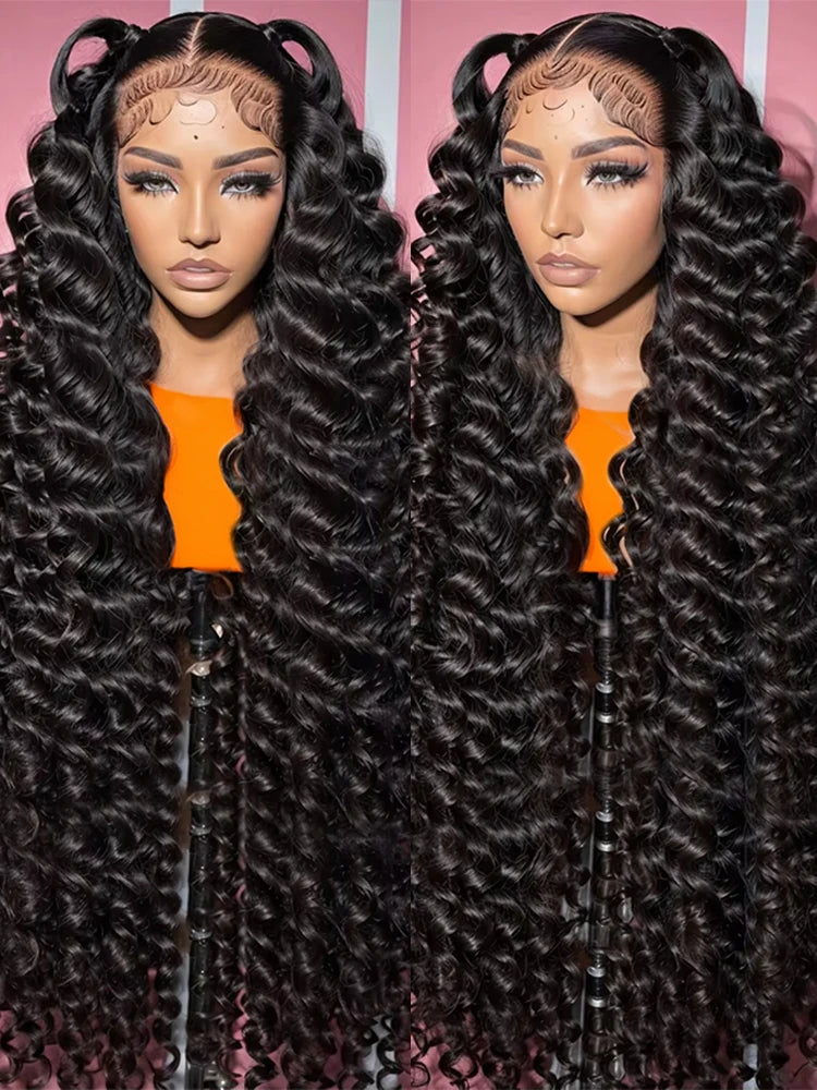 CEXXY 250% 13x6 Transparent Deep Water Wave Curly Wig 30 40Inch Loose Nature Wave 13x4 HD Lace Frontal Human Hair Wigs On Sale