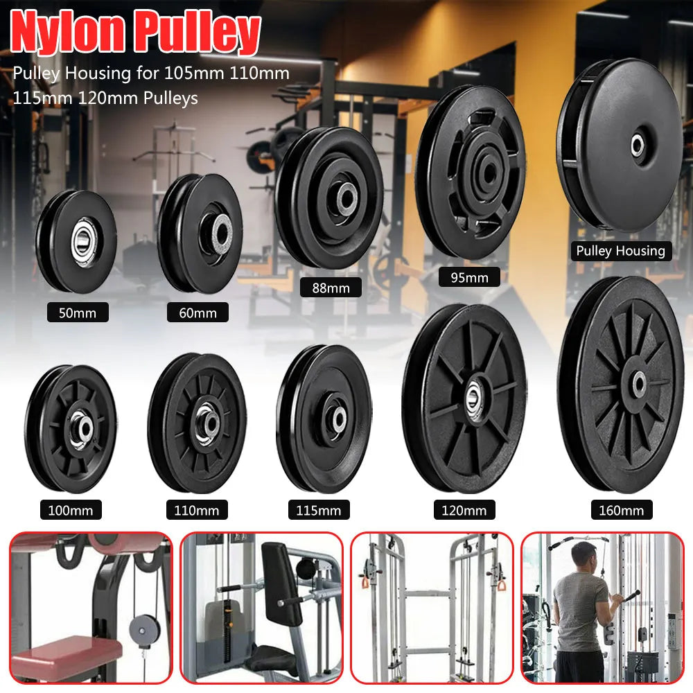 4 Pcs/Lot Wholesale Universal 70mm/90mm/105mm Diameter Wearproof Nylon Bearing Pulley Wheel Cable Gym Fitness Equipment Part