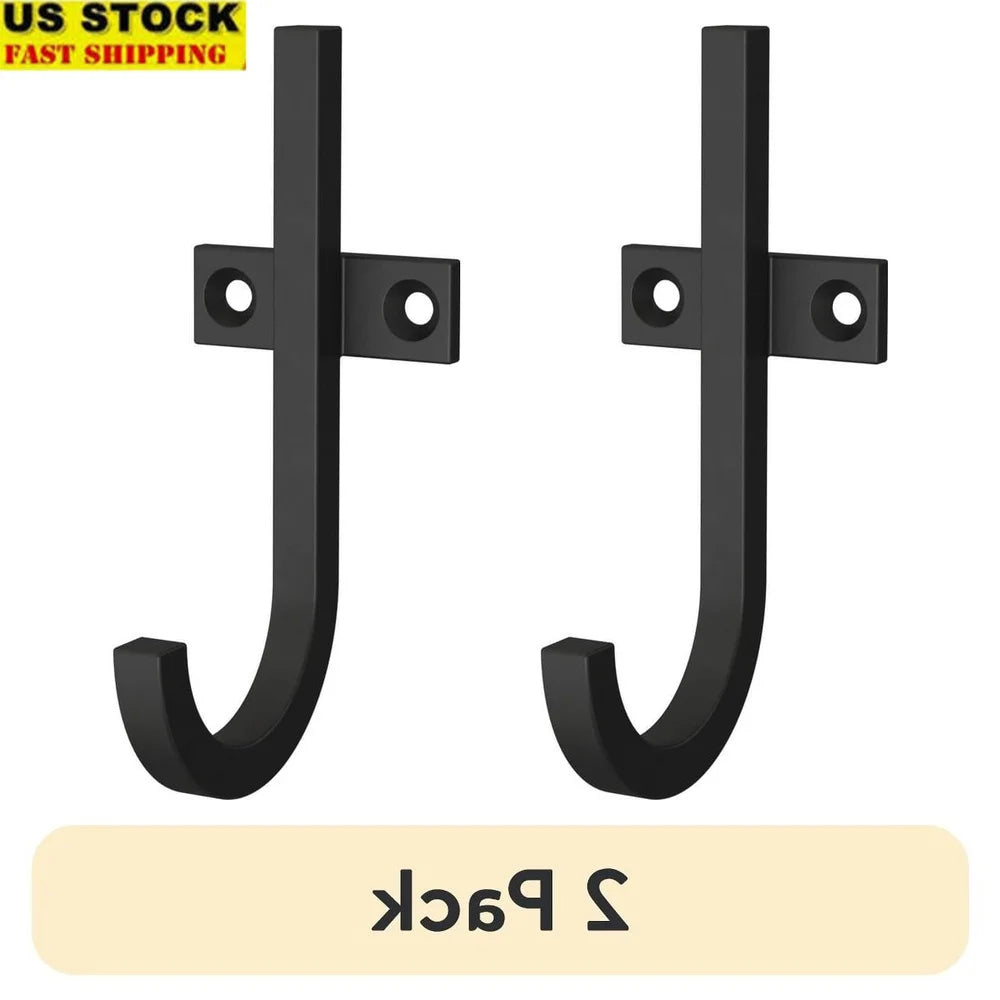 2 Pack Matte Black J Hooks Wall Hooks Coats Towels Handbags Hats Home Storage Solutions
