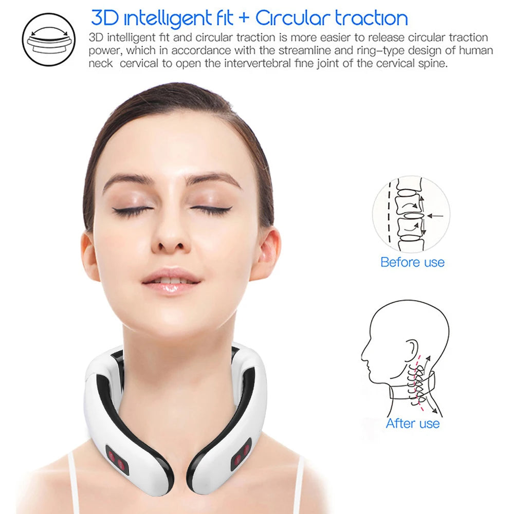 Multi Function Electric Pulse Neck and Shoulder Massager 6 Modes Power Infrared Back Heating Health Care Relaxation Machine