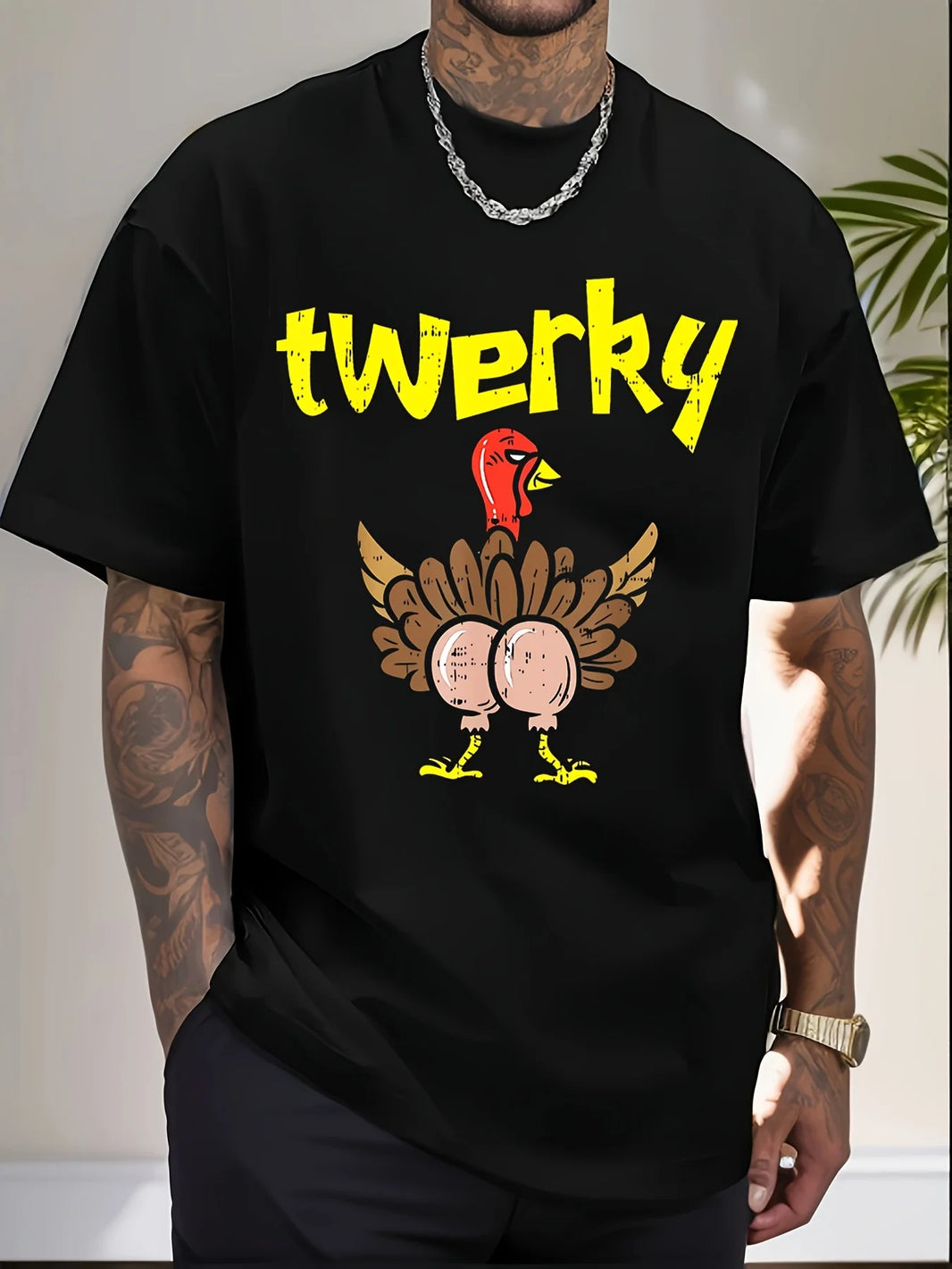 Turkey Butt Funny Thanksgiving Twerk Dance Pun Gift T-Shirt - Cute Graphic Tee For Men Women 100% Cotton
