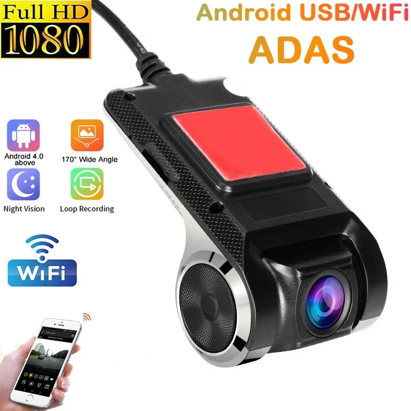 Dash Cam ADAS Car DVR ADAS Dashcam DVRs Video HD 1080P WIFI and USB Auto Recorder for Android Player DVD Night Version