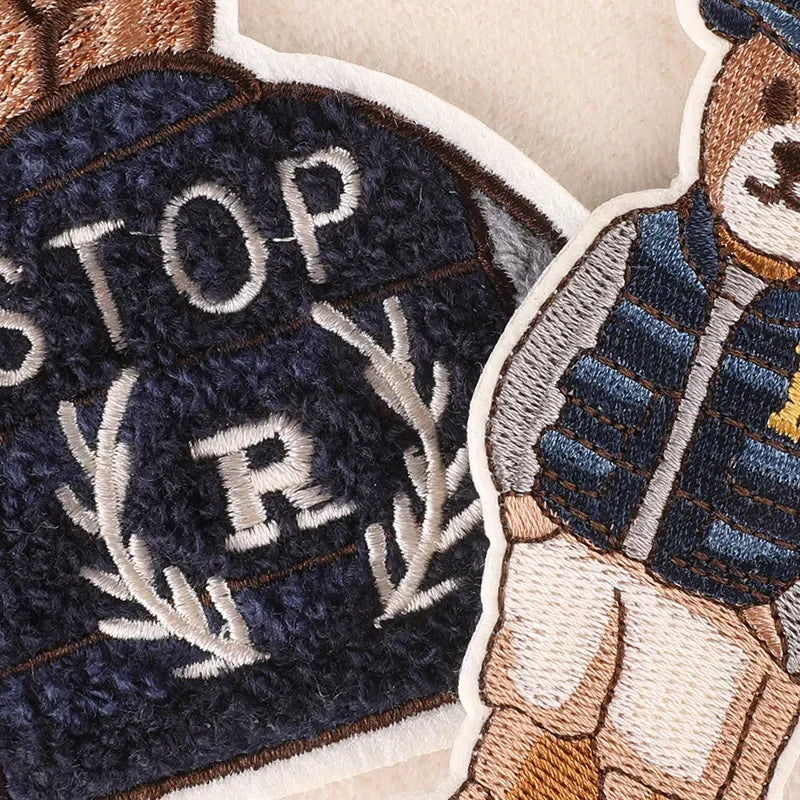 Bear Embroidery Patch, Cute Cartoon Bear Patches for Jackets Jeans Clothes DIY Accessory Iron On Patches for Clothes
