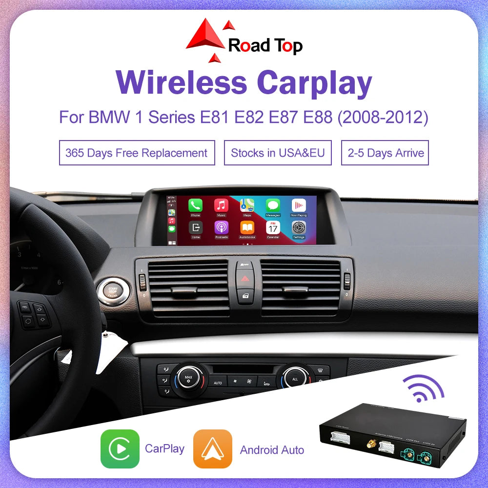 Wireless Apple CarPlay for BMW 1 Series E81 E82 E87 E88 2008-2012,Android Auto Carplay Mirror Link AirPlay GPS Car Play Function