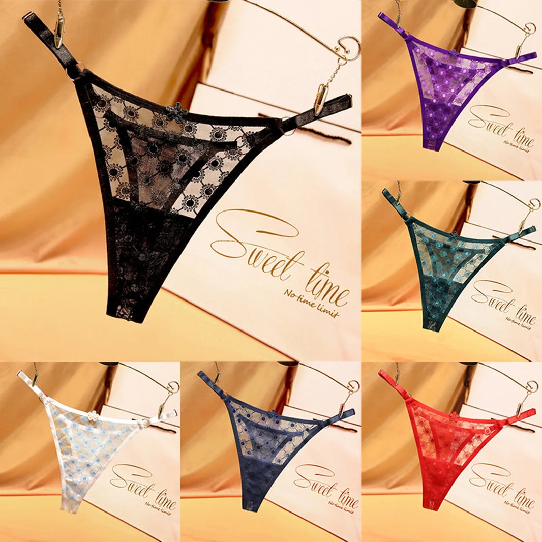 Panties For Women Plus Size Sweet And Sexy Floral Patterned Thong Breathable Thin For Women'S Oversized стринги женские