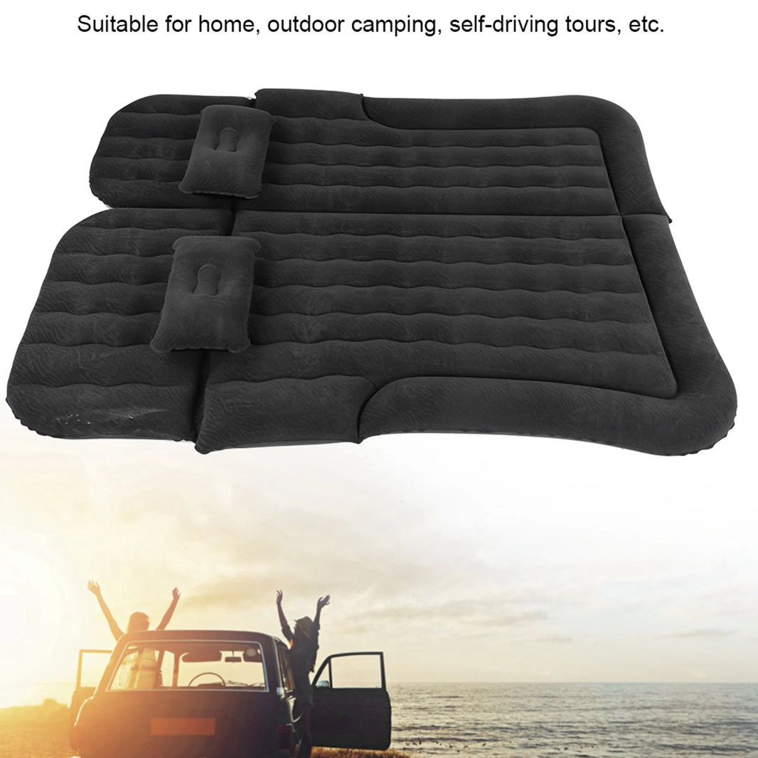New 2‑In‑1 Multifunction Inflatable Travel Mattress PVC Flocking Soft Sleeping Rest Cushion for Car SUV Car Accessories