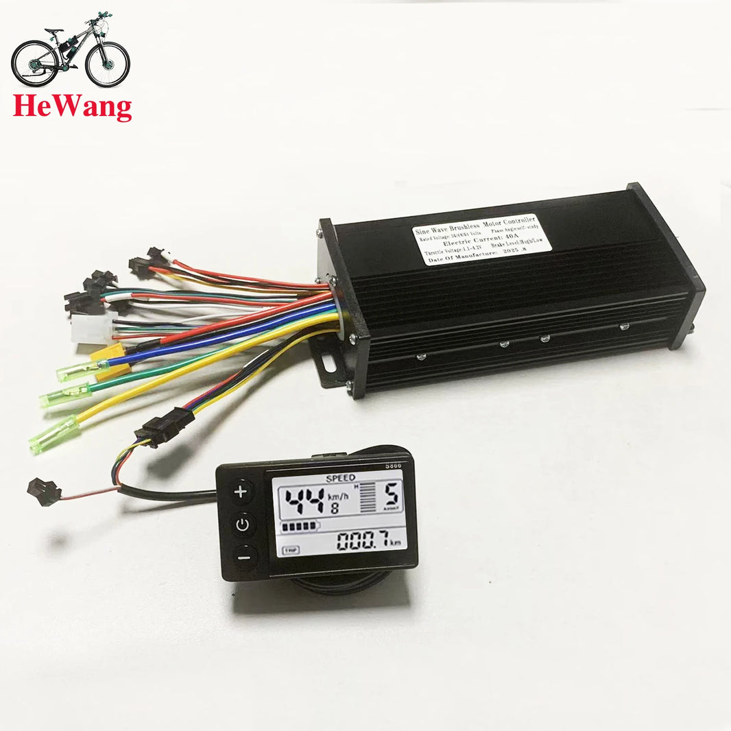 1000W-2000W 36V-60V E-Bike 3-mode Sine Wave Controller 40A with S866 LCD Meter (Protocol 2) for 36V/48V/52V/60V Electric Scooter