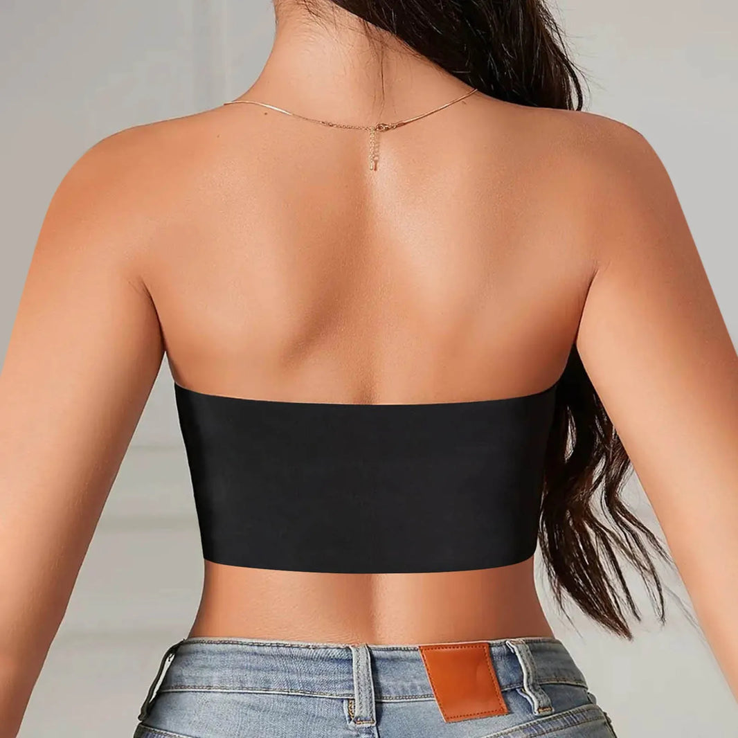 Women'S Strapless Bandeau Bra Seamless Silicone No Padded Top Tube Front Button Strapless Bra Anti Slip Ropa Interior De Mujer