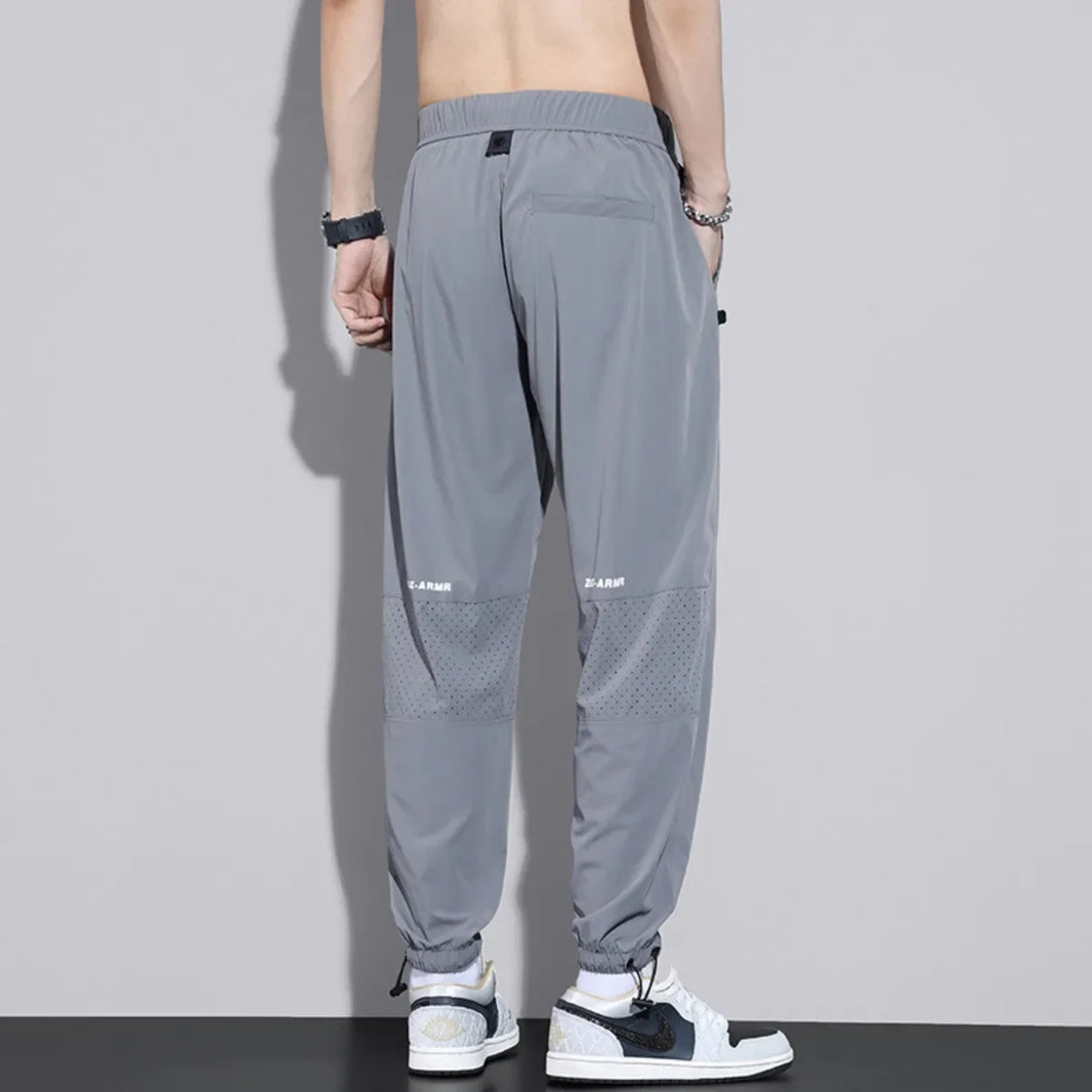 2025 New Men's Summer Pants Mesh Breathable Casual Drawstring Thin Pants Loose Pants Sports Fitness Pants Trend Fashion Style