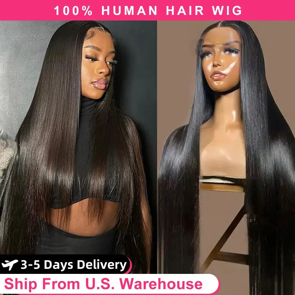Bone Straight Lace Front Wigs Human Hair 13x4 13X6 Hd Lace Frontal Wig Pre Plucked 180% Density Black Straight Human Hair Wigs