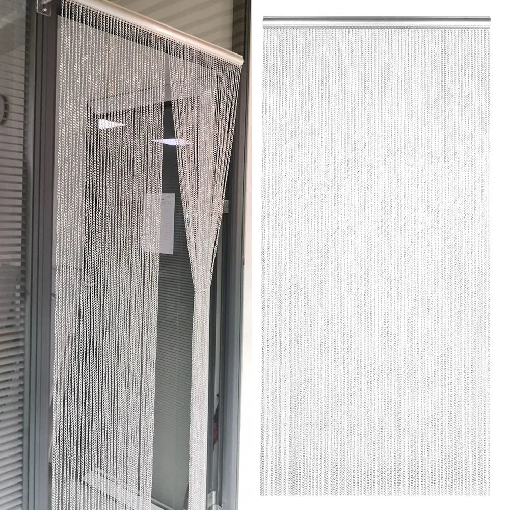 Household Curtain Hanging Metal Aluminum Chain Curtain Kit for Room Office Store Decoration Silver 90*214.5cm