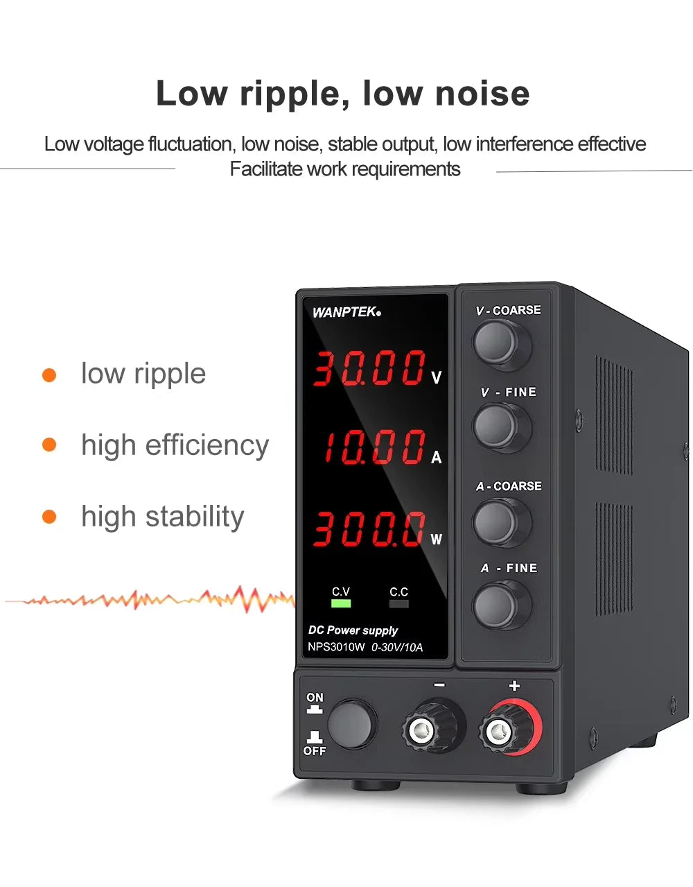 Wanptek Laboratory Power Supply Adjustable 30V 6A 30V 10A 60V 5A 120V 3A Digit Display Voltage Regulator Bench DC Power Supply