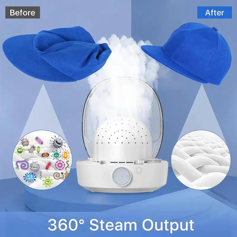 Hat care machine 150°F Steam Sterilizer Machine for Baseball Caps, Bucket Hats Fast Dry,Lab-Tested 99.9% Germ Kill,2-Year Warran