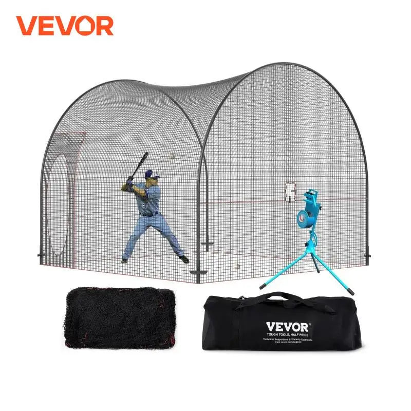 VEVOR 12/22/33/40FT Baseball Batting Cage Portable Cage Net with Carry Bag Heavy Duty Enclosed Pitching Cage Backyard Training