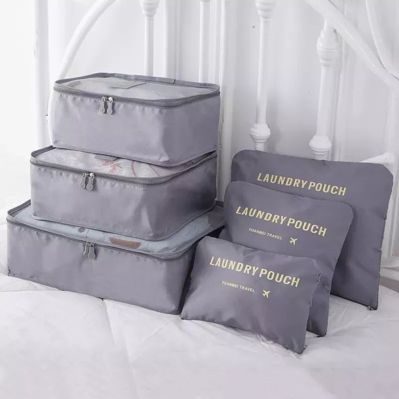 6 PCS Travel Storage Bag Set For Clothes Tidy Organizer Wardrobe Suitcase Pouch Unisex Multifunction Packing Cube Bag Travel Kit