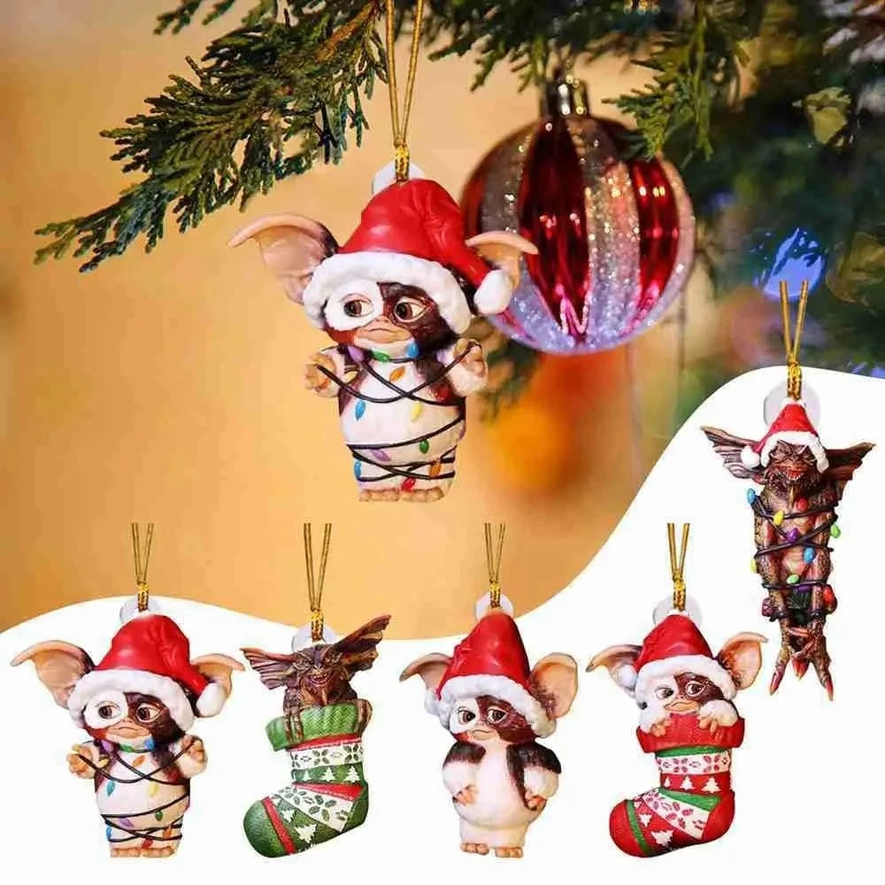 Xmas Gremlins Santa Hat Socks Dog Honeycomb Ball Christmas Tree Pendant Christmas Party Decorations Children Christmas Gift