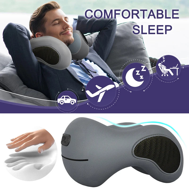 Travel Pillows Airplanes Inflatable Portable Memory Foam Neck Pillows Soft Slow Rebound Space Travel Pillow Solid Neck U Pillow