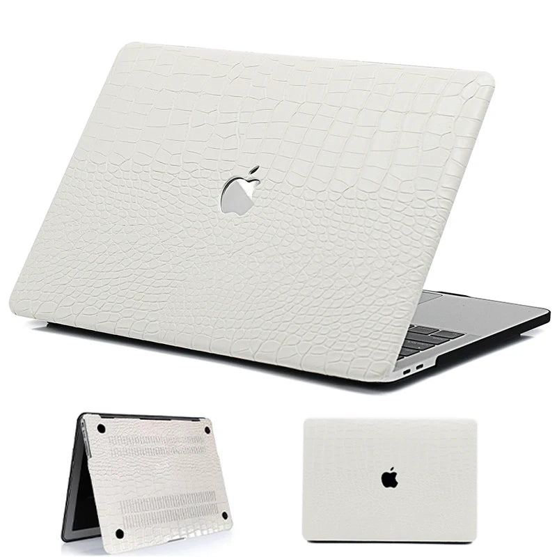 Laptop Case for Macbook Air 13.6 M2 A2681 White Crocodile Leather Plastic Hard Cover for Macbook Air 13 2337 A1932 2179 Pro 13