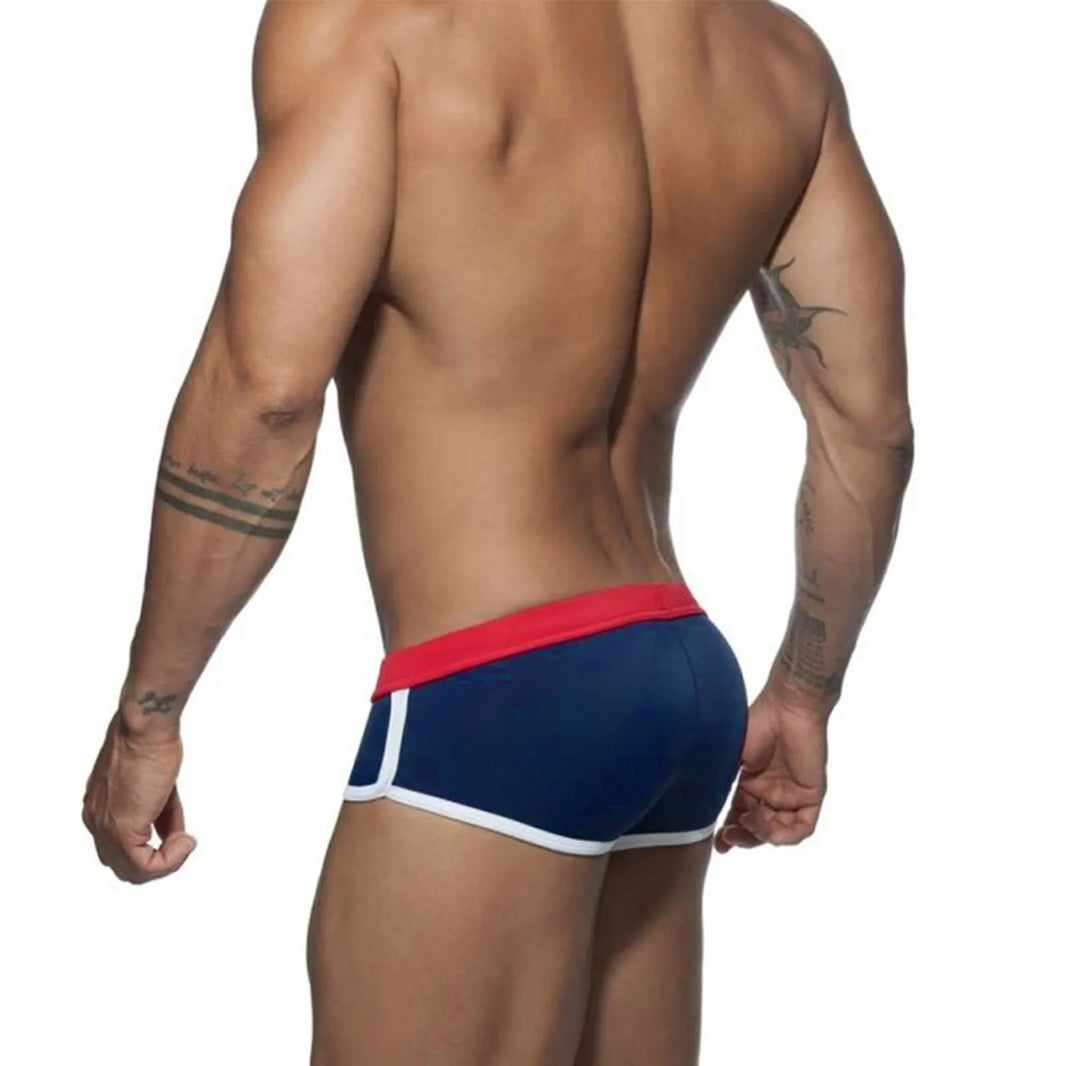 Swimming Trunks For Mens Color Splicing Summer Swimbottom Tether Low Rise Slacks Male Quick Dry Sporty Swim Trunks шорты мужские