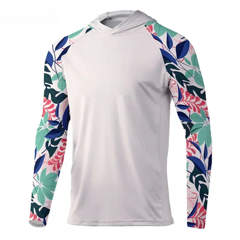 Summer Fishing Clothes Mens Long Sleeve Hoodie Jersey Light Color  Uv Protection Quick Dry Top